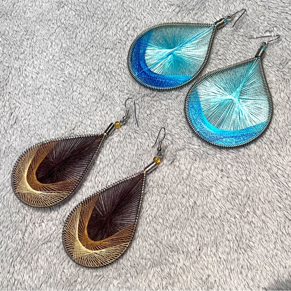 NWOT Colorful Silk Thread Hand-Made Earrings